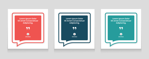Quote frames blank templates set. Set of speech bubble quotes template. Textbox isolated on a color background. Testimonials text in brackets, citation empty quote bubbles.	