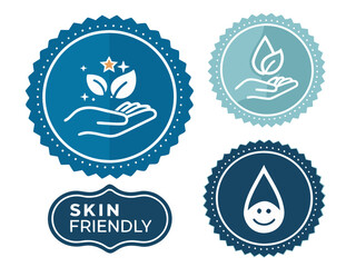 Skin-Friendly Product Icons – Organic, Moisturizing, Gentle, and Eco-Certified Labels for Packaging