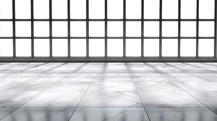 A large white marble floor with a black and white grid pattern.