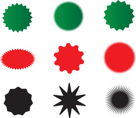 Simple circle frame vector icon set, Sale and discount, circle frame vector sign, Rounded zig-zag circle in colors illustration,
