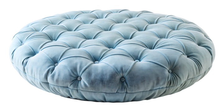  gentle blue fabric round cushion perfect for rela  isolated on white background PNG, AI GENERATED