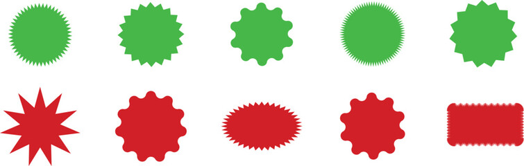 set of Simple circle frame line icons set, Sale and discount, circle frame vector template, Sale and big set of black zig-zag illustration,
