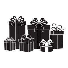 Moments of giving captured in shape – Gift silhouette drawn with delicate Gift vector – Gift illustration – Christmas silhouette


