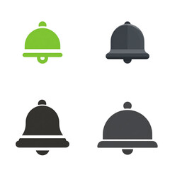 Fototapeta premium Flat UI-style bell icon with simple circular dome and bottom clapper, alert or notification symbol, clean silhouette, isolated transparent background
