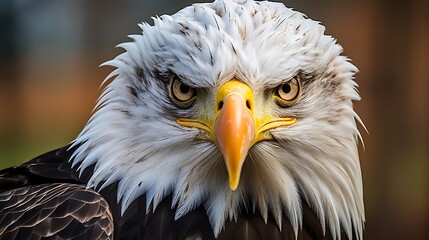 Fototapeta premium Bald Eagle Close-up Portrait with Colorful Background.