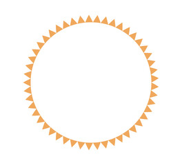 African pattern circle frame. Mexican ethnic motif border. Triangular ornament round frame. Sun stamp. African ethnic culture ornament Vector illustration isolated on white background.