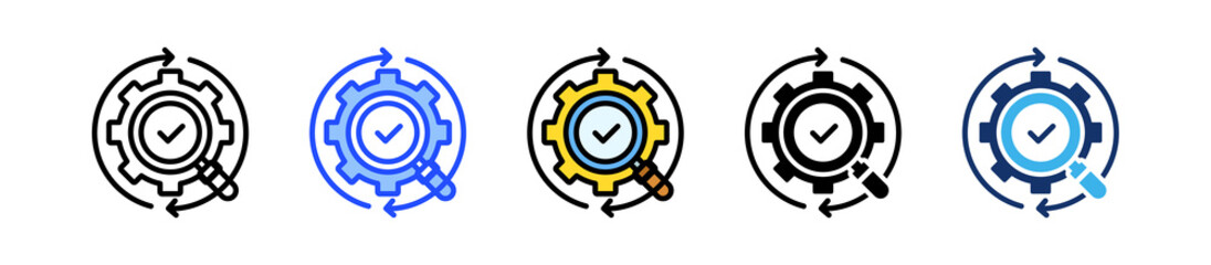 Inspection Process Icon Collection With Multiple Styles