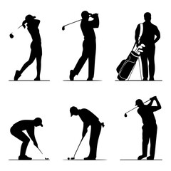 golf players silhouettes