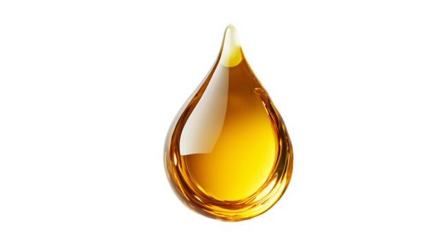 Clear and shiny oil drop on a white background, created with AI, PNG
