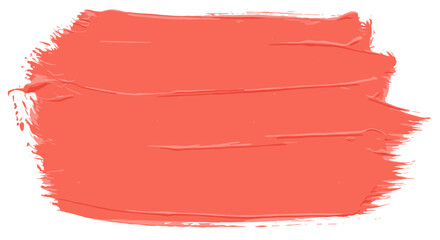 Textured coral paint brushstroke on white background for design projec