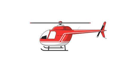 Red helicopter with flat design on white background