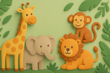 Naklejka premium funny animals in the forest, vector animals