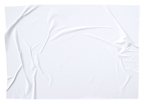 Blank white crumpled paper poster texture background. White paper wrinkled poster template isolated on transparent background.. - Powered by Adobe