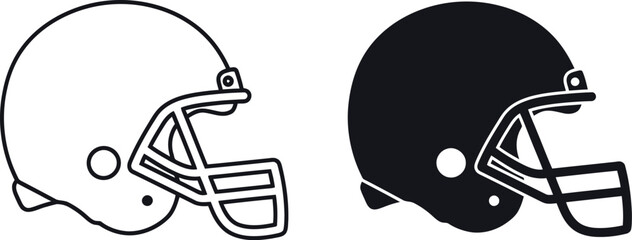 American football helmet icons black and white