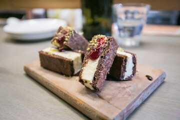 pieces of chocolate cake