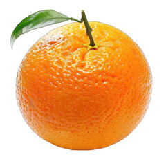 Single, whole orange with leaf
