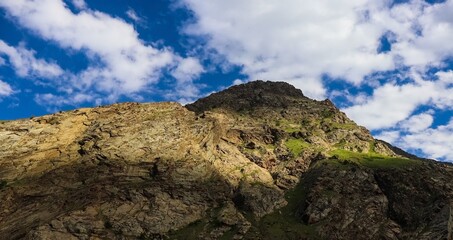 mountain landscape with blue sky and clouds