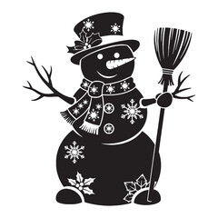 Three stacked circles of happiness – Snowman silhouette in classic Snowman vector – Snowman illustration – Christmas silhouette

