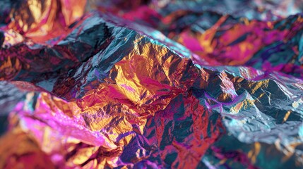 Abstract Iridescent Mountains Digital Art Pink Orange Purple Blue Teal 3D Render Colorful Vibrant Gradient Shiny Metallic Texture Background