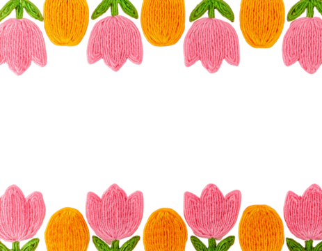 カラフルな毛糸のチューリップのフレーム