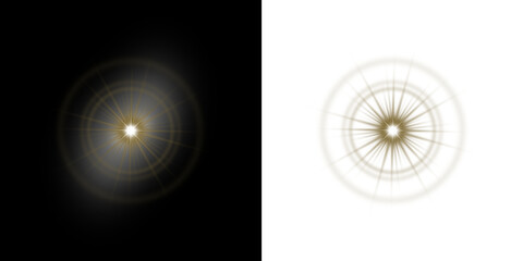 gold star light flare effect shine glow on transparent background. golden light sun shiny. effect magic light glow. ray gold. splash light. PNG file