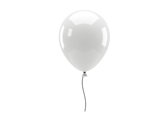 Isolated Simple White Glossy Balloon on String