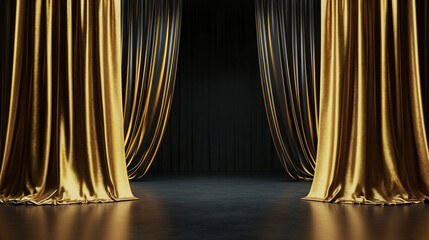 Gold and black curtains stage setting elegant backdrop theater