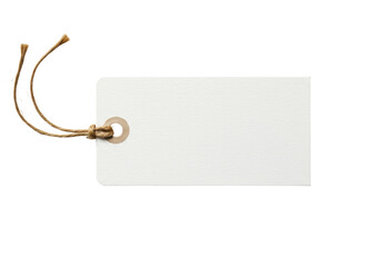 Isolated Blank White Paper Tag with Natural Twine