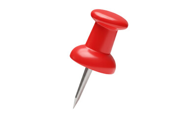 Isolated Red Push Pin on White Backdrop