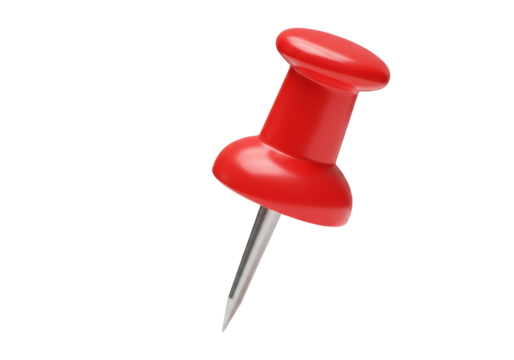 Isolated Red Push Pin on White Backdrop