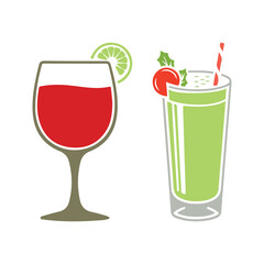 Festive Drinks Illustration Wine Glass and Cocktail Glass