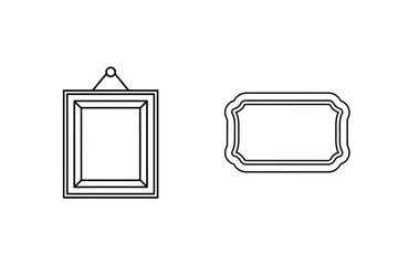Ornate frames hanging on white background decorative