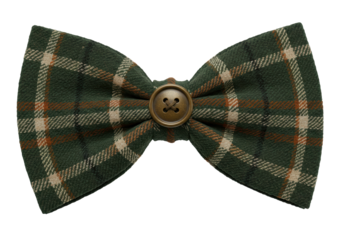Isolated Plaid Bow Tie with Button