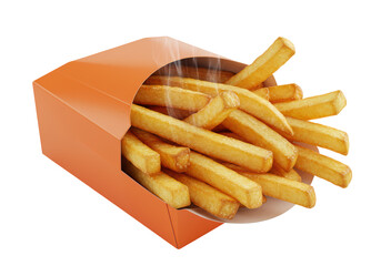 Isolated Box of Hot Crispy French Fries