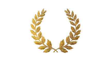 Gold laurel wreath on black background.  Detailed, symmetrical,  decorative