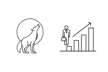 Wolf howling moon business growth chart circle