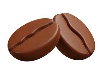Isolated Pair of Roasted Brown Coffee Beans with Smooth Texture
