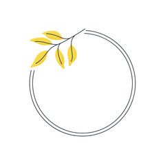 Autumn leaf circle frame, ideal for fall invitations, logos, or seasonal designs.
