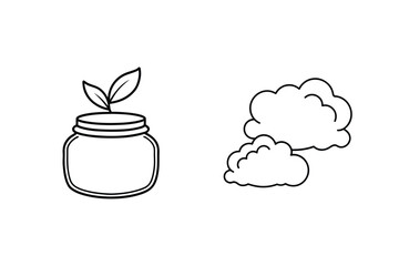 Jar with leaves and clouds plant sprout