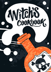 Mystic and whimsical poster in grunge and underground style. Halloween and spooky art