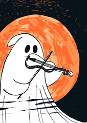 Mystic and whimsical poster in grunge and underground style. Halloween and spooky art