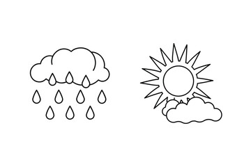 Cloud rain sun weather icons drops