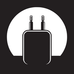 Obraz premium A minimalist black and white illustration of a charger plug against a circular white background