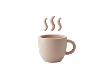 Isolated Steaming Mug of Beige Coffee in Simple Design