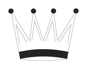 Royal crown 2D line object. Royalty, leadership, premium quality. King symbol. Queen emblem. Noble badge. Luxurious authority isolated clipart vector ink outline item. Monochrome spot illustration