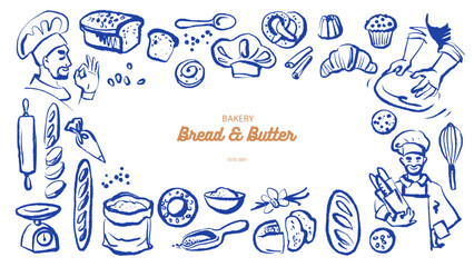 Hand drawn bakery retro poster. Vintage sketch vector illustration