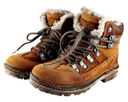 Brown winter boots with adjustable drawstring, reinforced sole, and warm fleece lining, designed for outdoor activities in cold weather, rugged and durable style