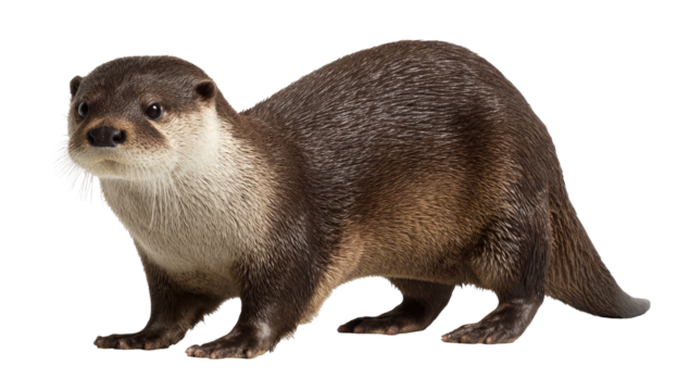 Adorable Small Clawed Otter on Transparent Background