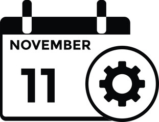 11 November, calendar date icon. 11 November Calendar Date for Deadlines or Appointment. Day, month. vector illustration.
