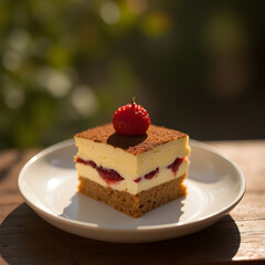 Gourmet Tiramisu Dessert with Chocolate Dusting